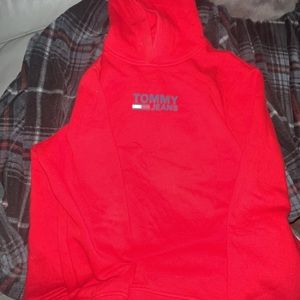 Red Tommy Hilfiger oversized hoodie. Size Medium.